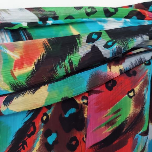 Linea Domani Colorful Handkerchief Skirt Size 14 Tie Front Animal Print Floral - Picture 11 of 11